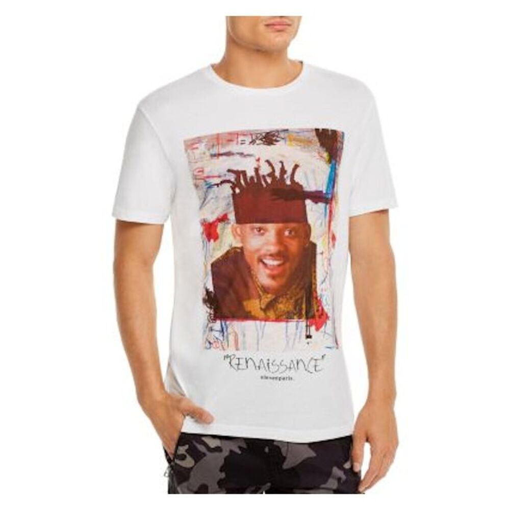 ELEVEN PARIS Mens White Logo Graphic Classic Fit T-Shirt L